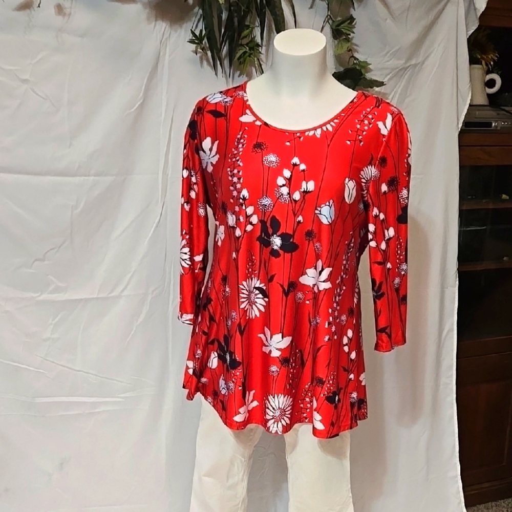 Floral Red Women's Top